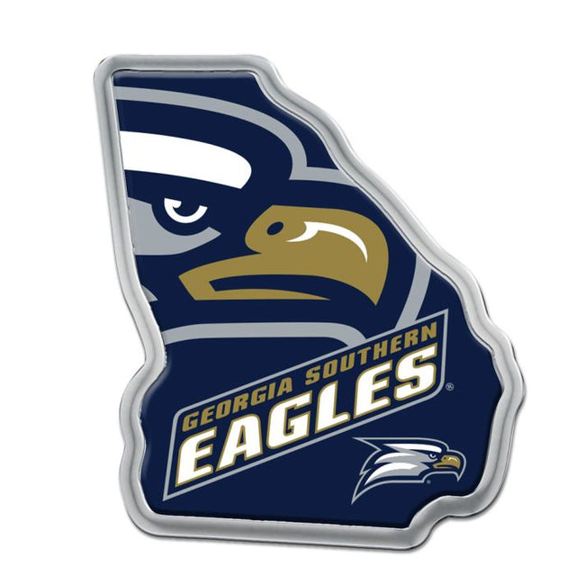 Emblema de metal cromado abovedado con forma de Georgia Southern Eagles