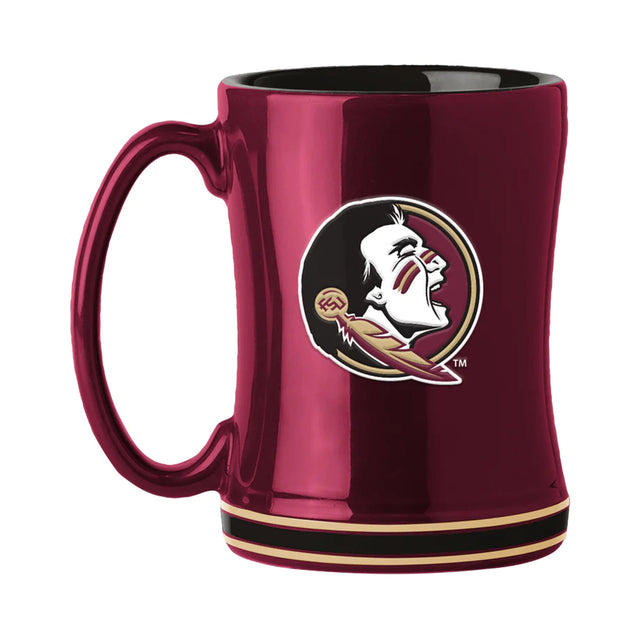 Taza de café de 14 oz con el equipo de relevo esculpido de los Florida State Seminoles