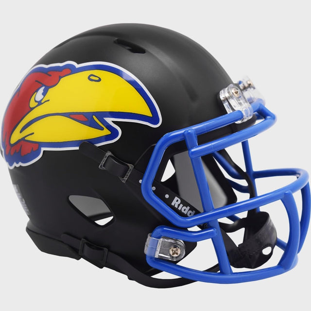 Réplica de casco Riddell Mini Speed Style de Kansas Jayhawks, color negro