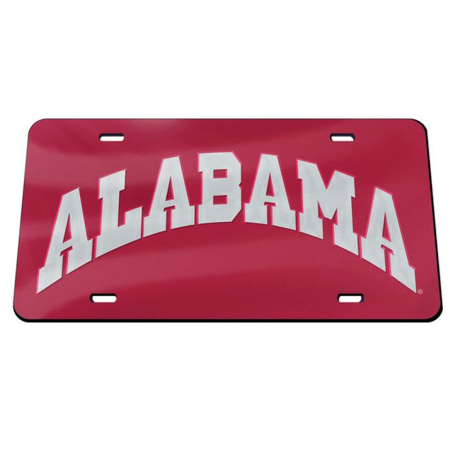 Alabama Crimson Tide RED BACKGROUND SILVER ARCH Specialty Acrylic License Plate