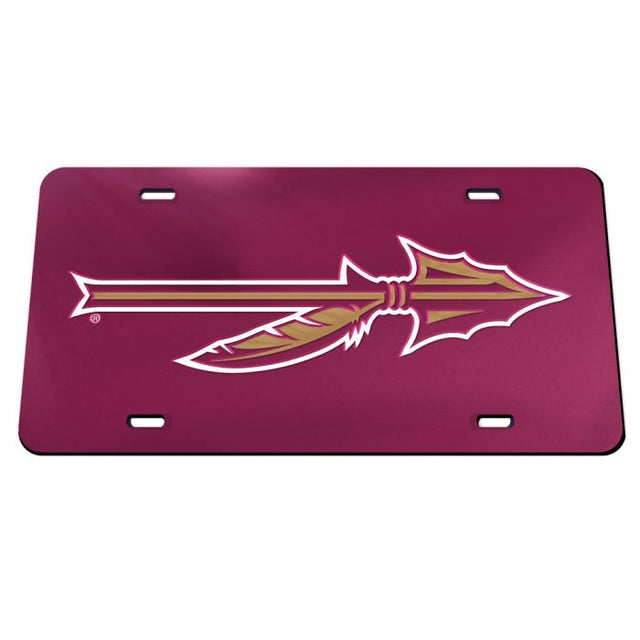 Florida State Seminoles FULL SPEAR WITH RED BACKGROUND Specialty Acrylic License Plate