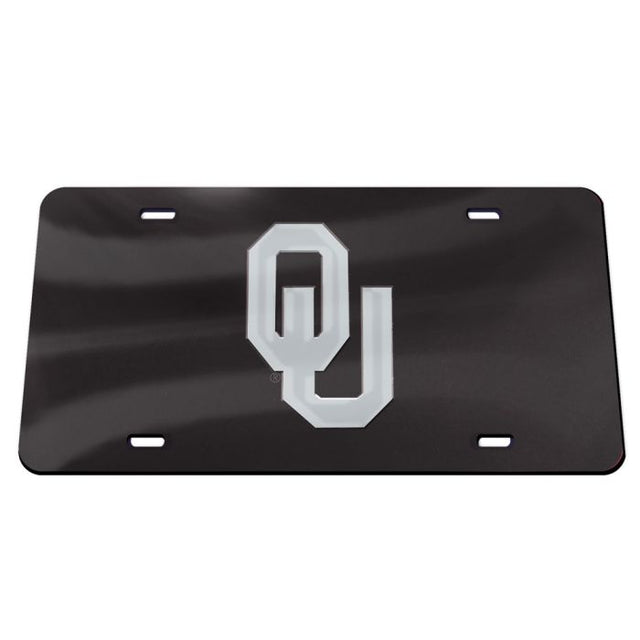 Oklahoma Sooners OU SILVER BKGD BLACK Specialty Acrylic License Plate