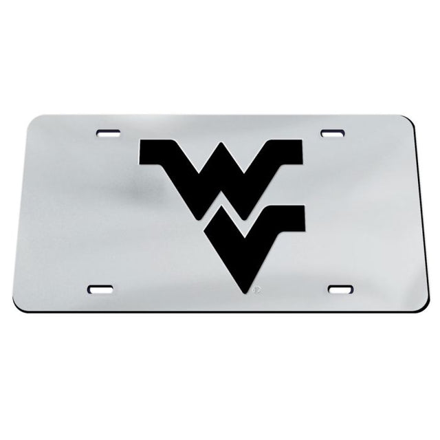 Placas de matrícula clásicas de acrílico de West Virginia Mountaineers WV NEGRAS, BKGD SILVER