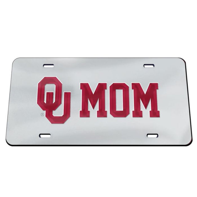 Matrícula especial de acrílico con fondo plateado de los Oklahoma Sooners