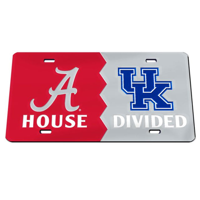 Rivalidad entre Alabama Crimson Tide y Kentucky Wildcats en las placas de matrícula clásicas de acrílico de ALABAMA VS KENTUCKY