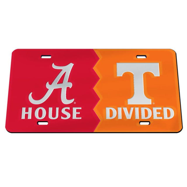 Matrícula acrílica especial Alabama Crimson Tide Tennessee Volunteers ALABAMA VS TENNESSEE