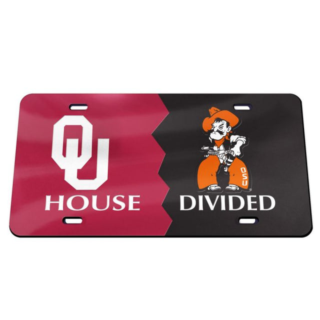 Oklahoma Sooners / Oklahoma State Cowboys Specialty Acrylic License Plate Rivalry