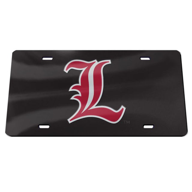 Placas de matrícula clásicas de acrílico con el logotipo L de los Louisville Cardinals y fondo negro