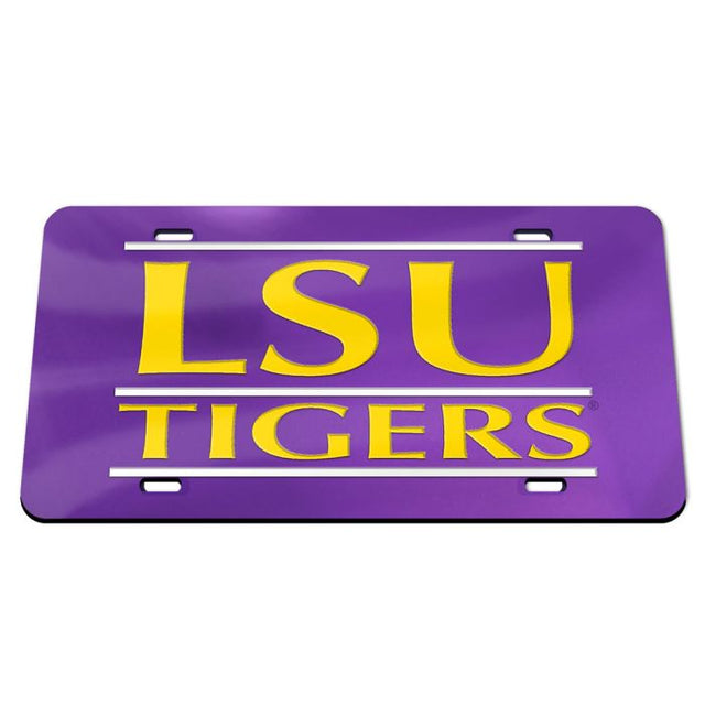 Matrícula especial de acrílico con fondo morado de los LSU Tigers