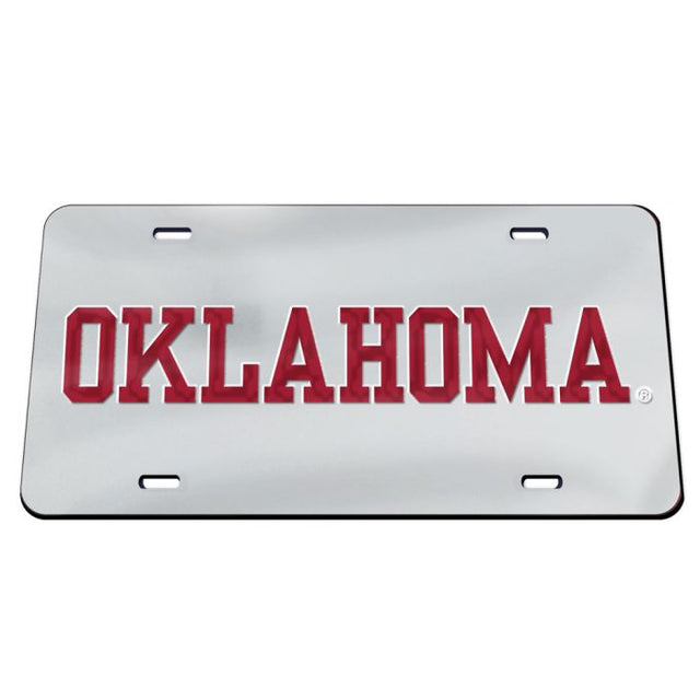 Placas de matrícula clásicas de acrílico con letras rojas y plateadas de los Oklahoma Sooners