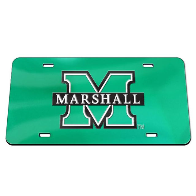 Marshall Thundering Herd SPLIT M LOGO GREEN BACKGROUND Specialty Acrylic License Plate