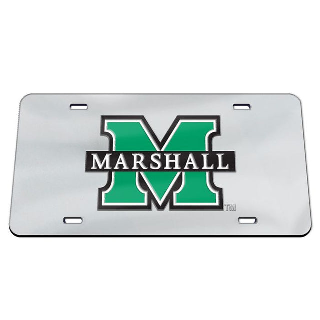 Marshall Thundering Herd SPLIT M LOGO SILVER BACKGROUND Specialty Acrylic License Plate