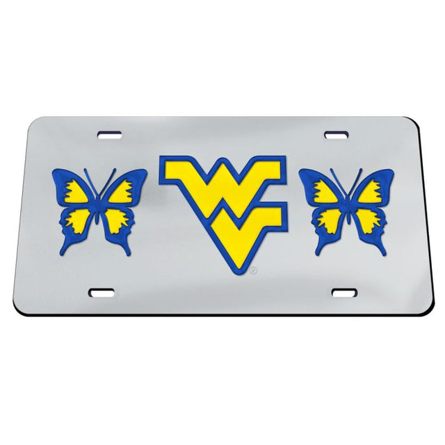 Placas de matrícula clásicas de acrílico MARIPOSAS de West Virginia Mountaineers