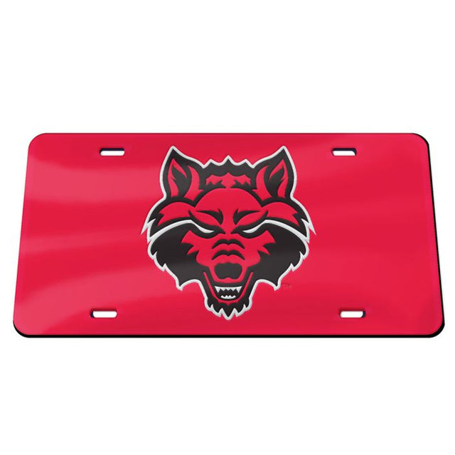 Placas de matrícula clásicas de acrílico con fondo rojo de los Arkansas State Red Wolves