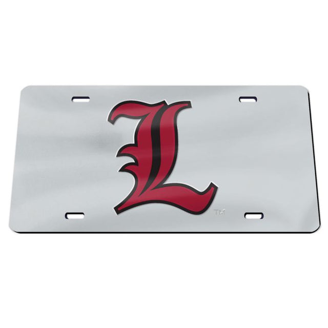 Placas de matrícula clásicas de acrílico con el logotipo L de los Louisville Cardinals y fondo plateado