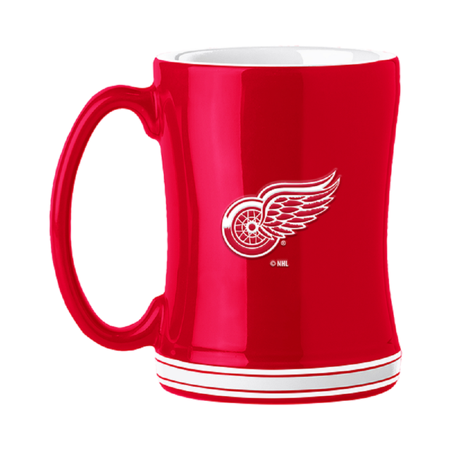 Taza de café de los Detroit Red Wings de 14 oz con el color del equipo de relevo esculpido