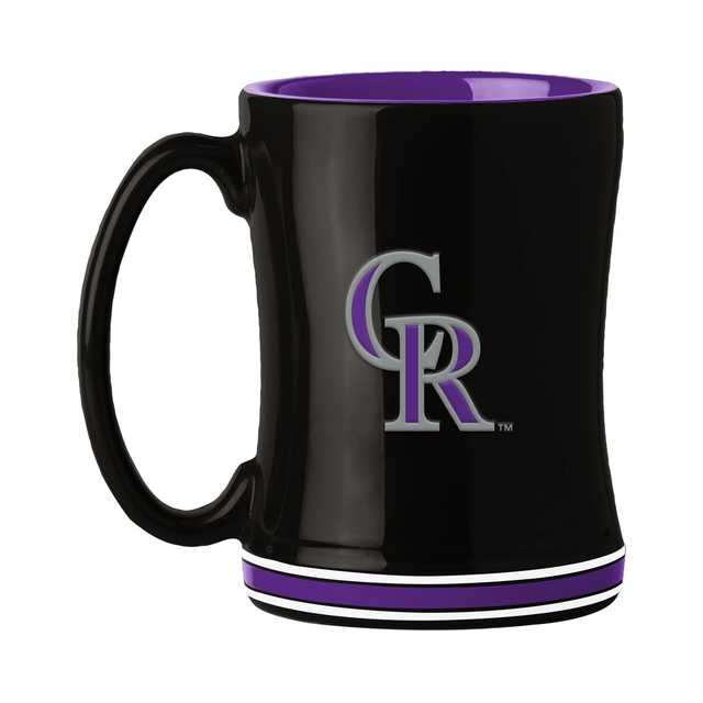 Taza de café de los Colorado Rockies de 14 oz con el color del equipo de relevo esculpido