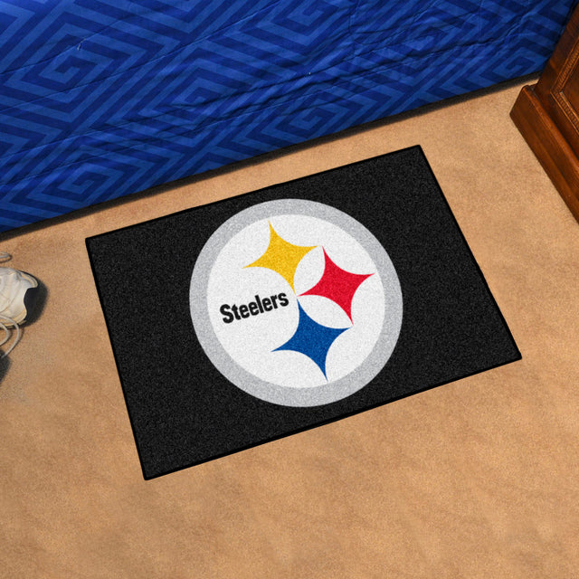 Alfombra de los Pittsburgh Steelers de 19 x 30 cm con diseño de logotipo de estilo inicial