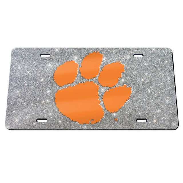 Clemson Tigers GLITTER BACKGROUND Acrylic Classic License Plates