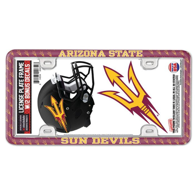 Matrícula de Arizona State Sun Devils con marco fino de plástico y calcomanía