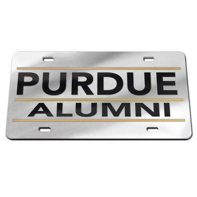 Matrícula clásica de acrílico con letras negras y color plata de Purdue Boilermakers