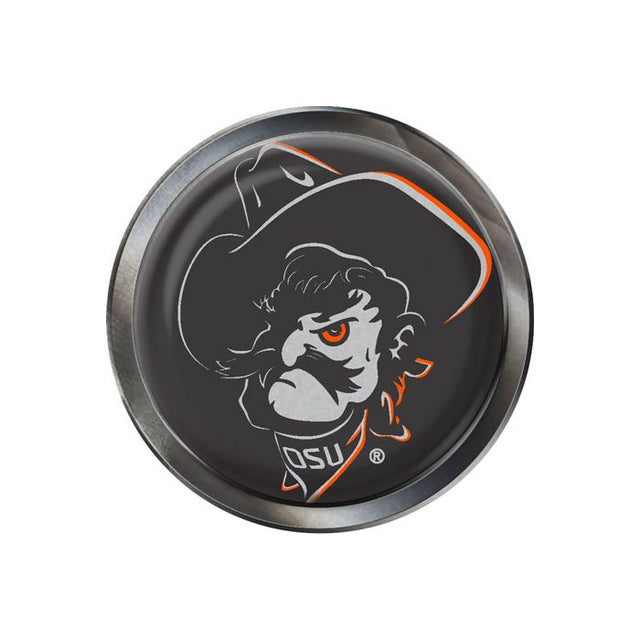 Emblema de metal cromado abovedado de los Oklahoma State Cowboys