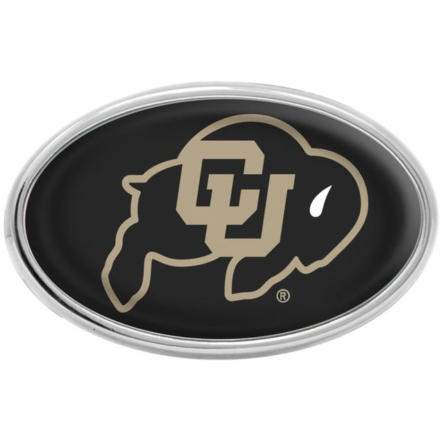 Emblema de metal cromado abovedado de los Colorado Buffaloes