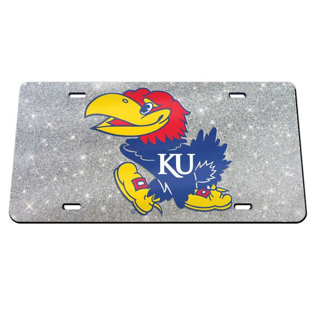 Kansas Jayhawks GLITTER BACKGROUND Acrylic Classic License Plates