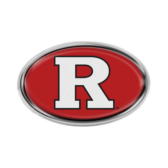 Emblema abovedado de metal cromado de los Rutgers Scarlet Knights