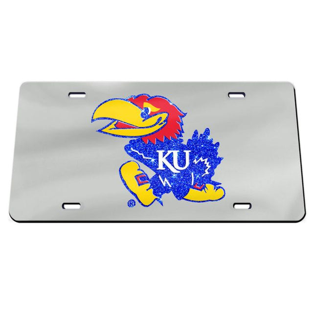 Kansas Jayhawks GLITTER LOGO Specialty Acrylic License Plate