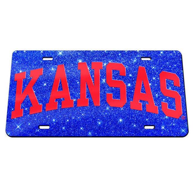 Kansas Jayhawks GLITTER BACKGROUND Acrylic Classic License Plates