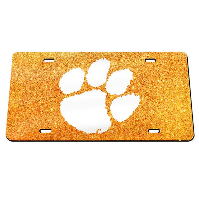 Clemson Tigers GLITTER BACKGROUND Specialty Acrylic License Plate