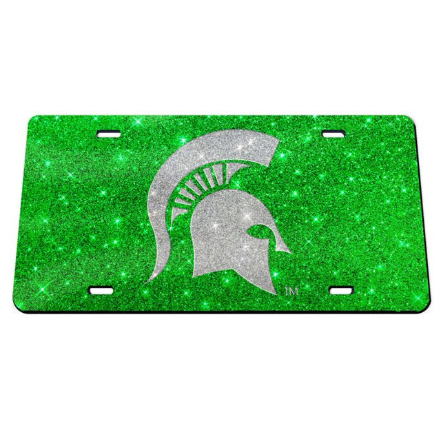 Matrícula acrílica especial con brillo de los Spartans de Michigan State