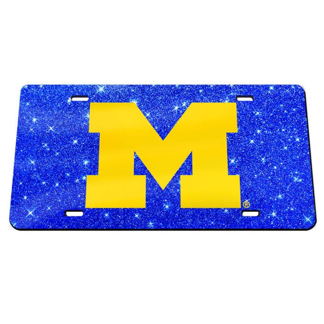 Placas de matrícula clásicas de acrílico con fondo brillante de los Wolverines de Michigan