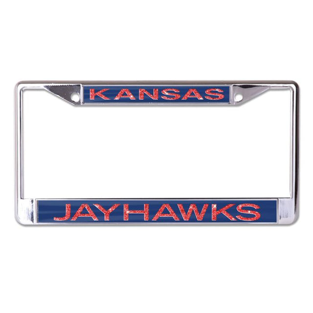 Kansas Jayhawks GLITTER LETTERS Lic Plt Frame S/L Printed