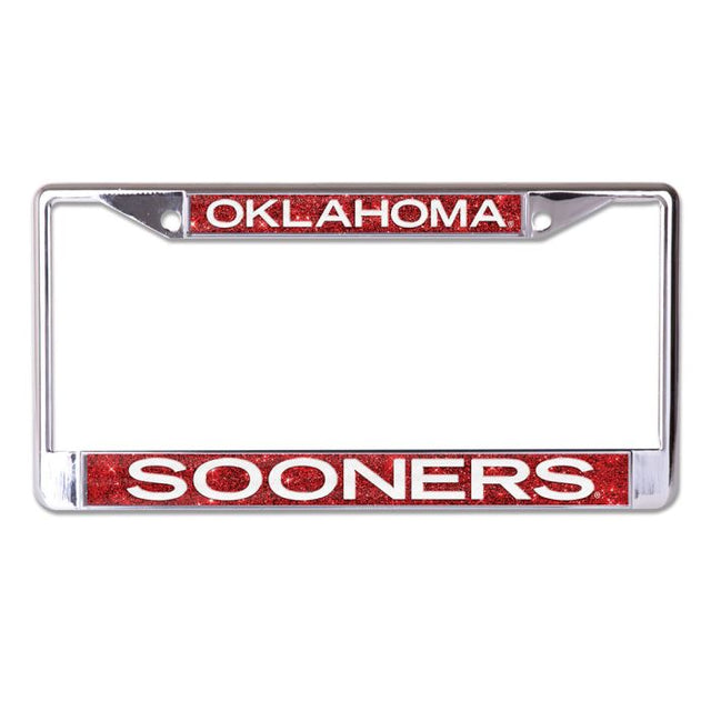 Oklahoma Sooners GLITTER BACKGROUND Lic Plt Frame S/L Printed