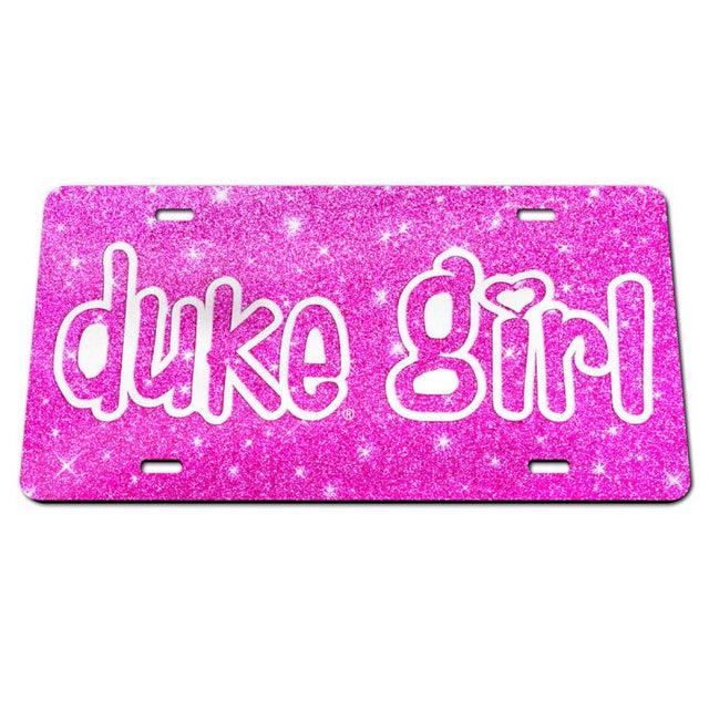 Placa de matrícula especial de acrílico con brillo rosa de Duke Blue Devils