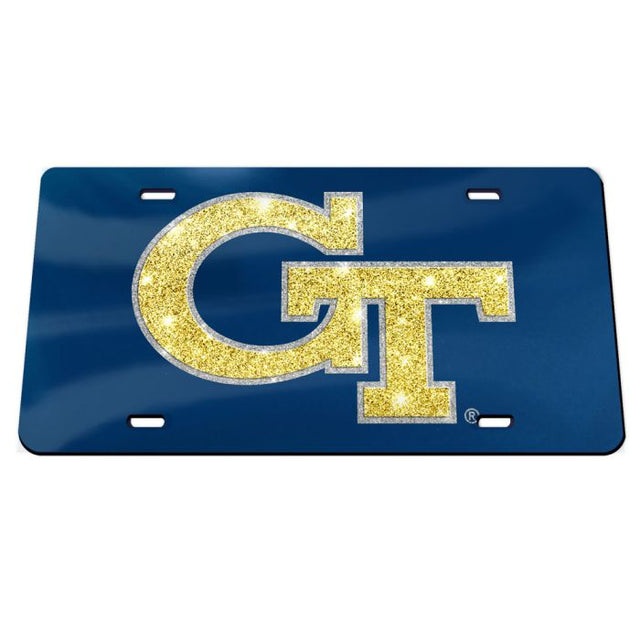 Georgia Tech Yellow Jackets GLITTER LOGO Acrylic Classic License Plates