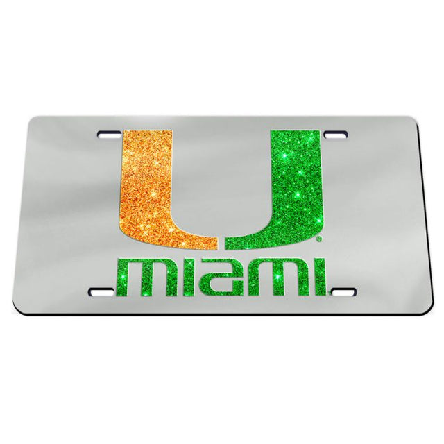 Miami Hurricanes GLITTER LOGO Acrylic Classic License Plates