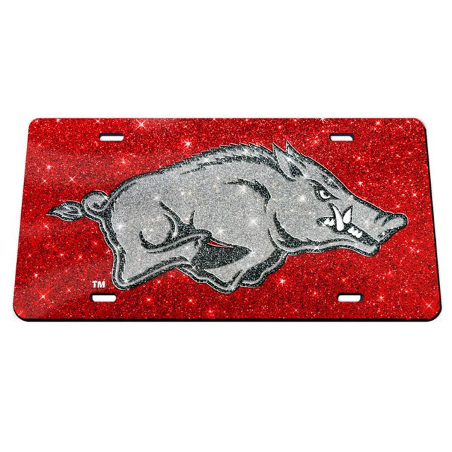 Placa de matrícula acrílica especial con brillo de Arkansas Razorbacks