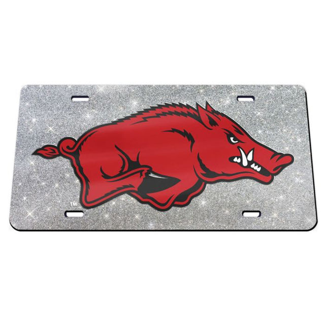 Placa de matrícula acrílica especial con fondo brillante de Arkansas Razorbacks