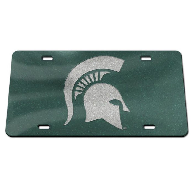 Matrícula acrílica especial con brillo de los Spartans de Michigan State