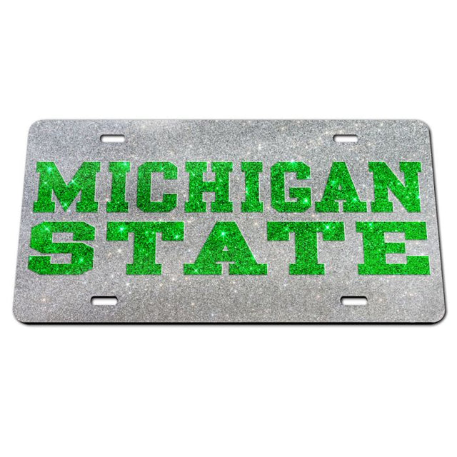 Placas de matrícula clásicas de acrílico con brillo de los Spartans de Michigan State