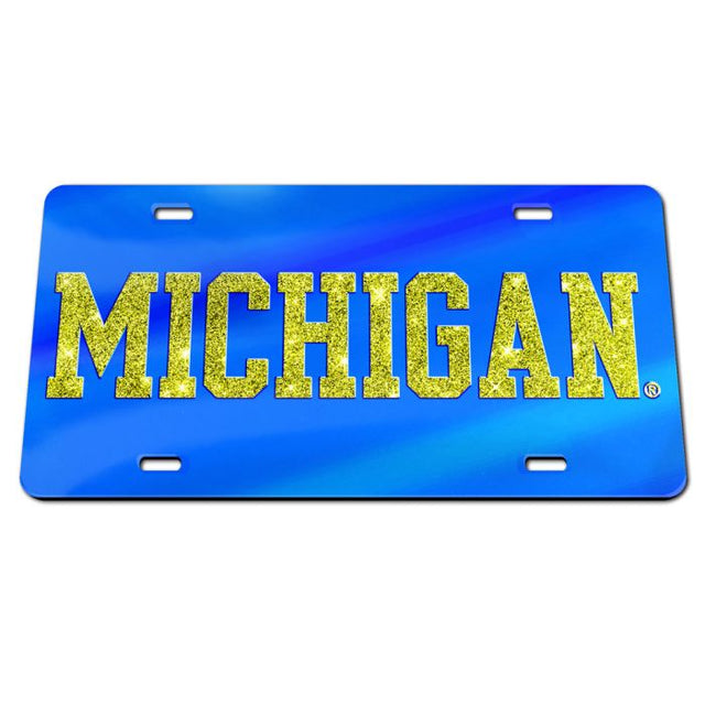 Michigan Wolverines GLITTER LETTERS Acrylic Classic License Plates