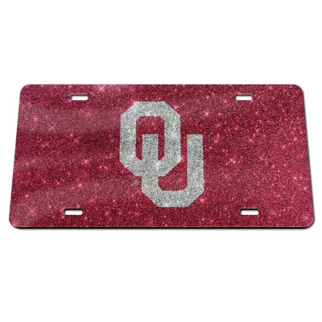 Matrícula acrílica especial con purpurina de los Oklahoma Sooners