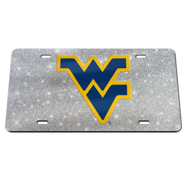 Matrícula acrílica especial con fondo brillante de West Virginia Mountaineers