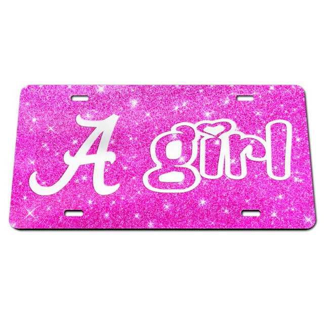 Alabama Crimson Tide PINK GLITTER Acrylic Classic License Plates