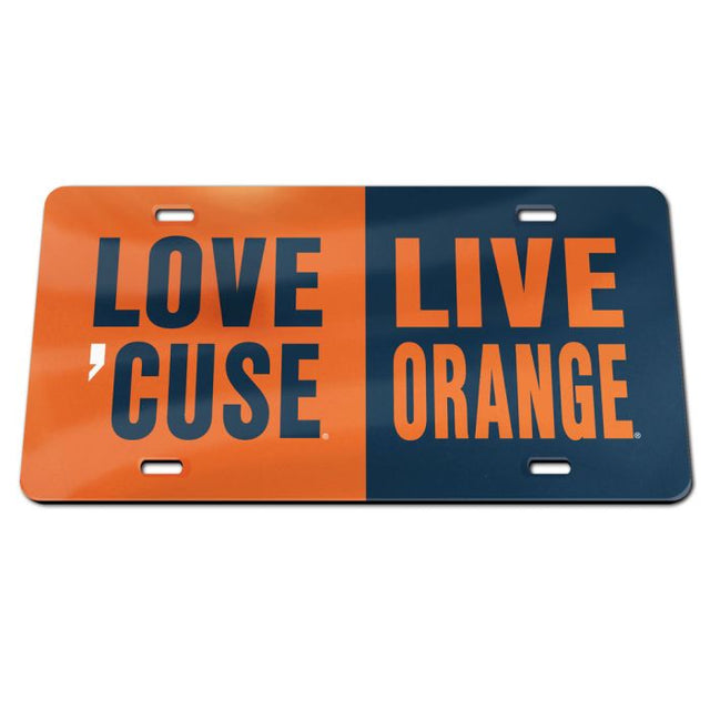 Syracuse Orange Acrylic Classic License Plates