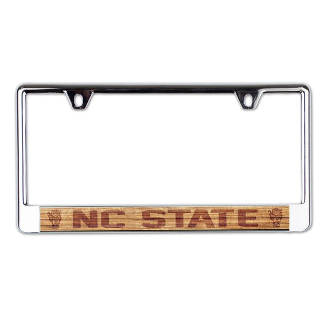 Marco para placa de matrícula de madera de los Wolfpack de NC State, impreso en el frente