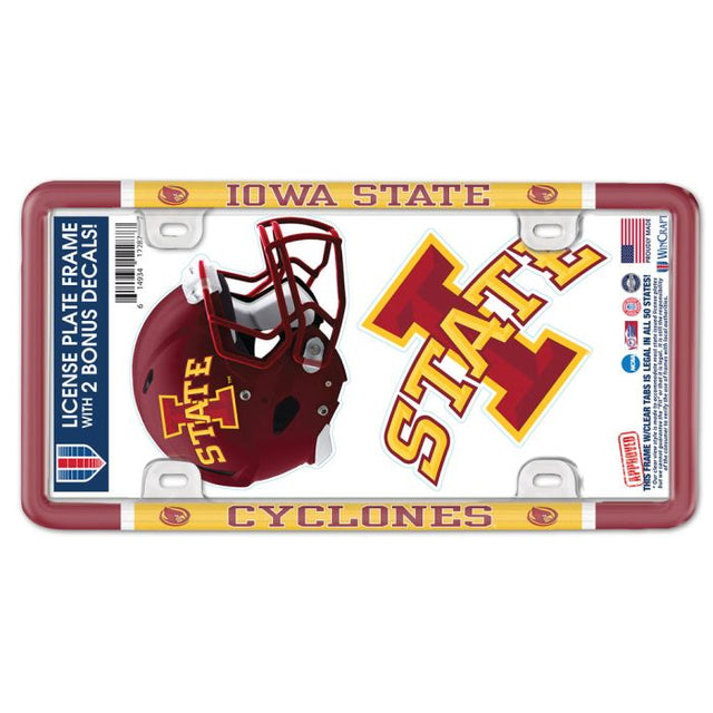 Placa de matrícula de Iowa State Cyclones con marco fino, de plástico y con calcomanía